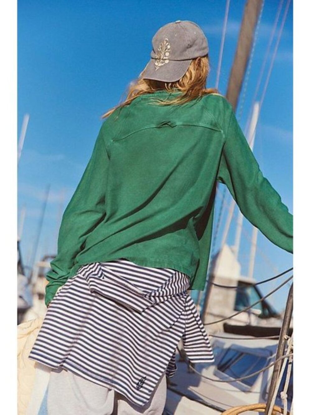Free People Movement Restoration Layer Top Green Cotton Mock Neck Pullover Large - Picture 2 of 9